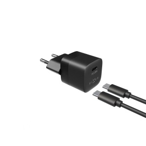 Zestaw ładowarka FIXED Mini 20W z wyjściem USB-C i kablem USB-C/USB-C, czarny