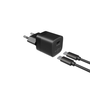 Zestaw ładowarka FIXED Mini 30W z wyjściem USB-C i kablem USB-C/USB-C, czarny