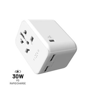 FIXED Ładowarka Voyager 30W z 1xUSB-C/2xUSB, biała